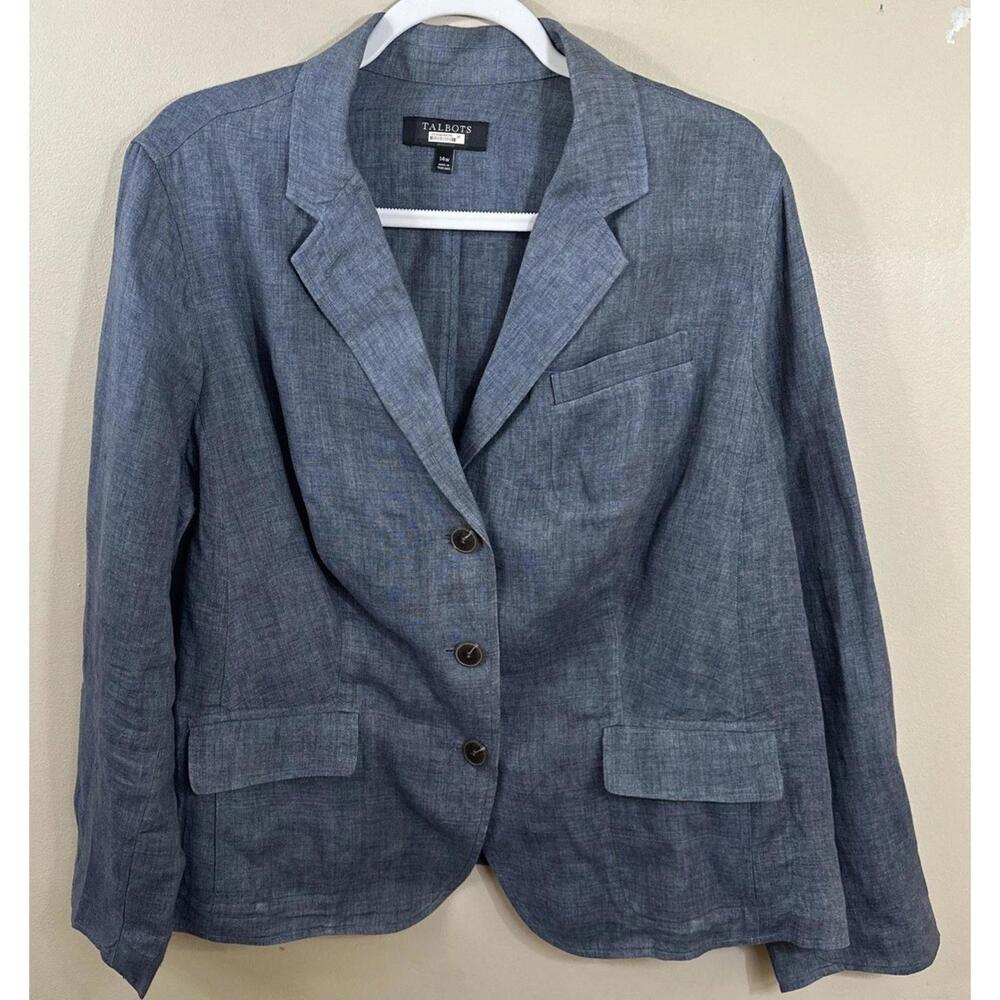 Talbots Blue Linen Blend Blazer